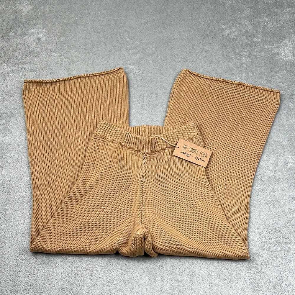 NEW The Simple‎ Folk 0/XS 100% Organic Cotton Carmel Cozy Tan Elastic Knit Pants